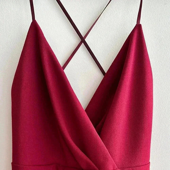 Windsor Strappy Dress Asymmetrical Slit, Red Wine Cocktail Dress, Size Small - Picture 2 of 16